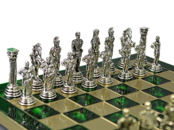 nickel ore roman empire chess pieces on green chess board