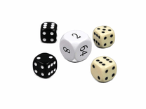 black and white backgammon dices