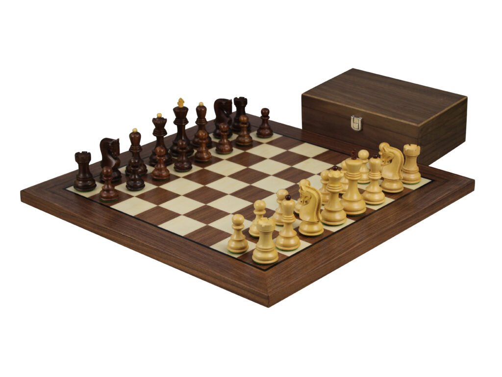 Walnut Chess Set 20 Inch With Helena Flat Chess Board and Weighted Sheesham Zagreb Staunton Chess Pieces 3.75 Inch