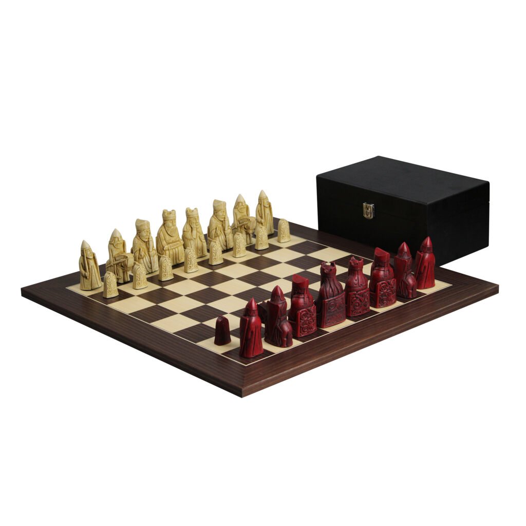 isle of lewis 1 chess set red macassar board