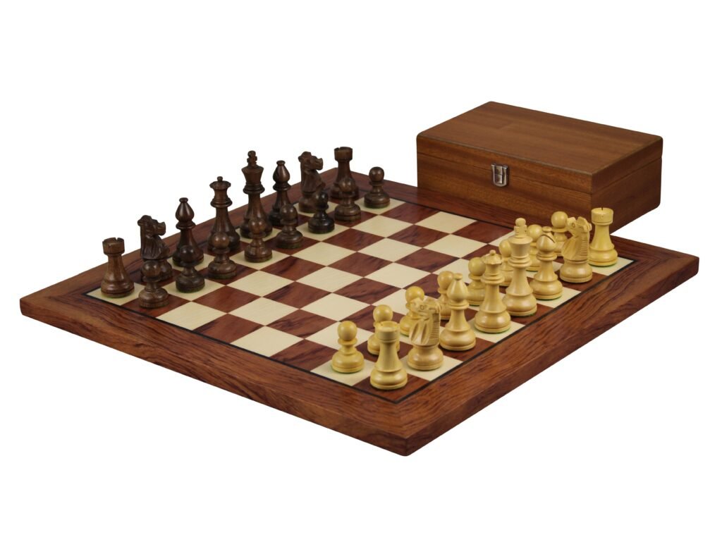 Rosewood Chess Set 20 Inch With Helena Flat Chess Board and Weighted Sheesham French Knight Staunton Chess Pieces 3.75 Inch