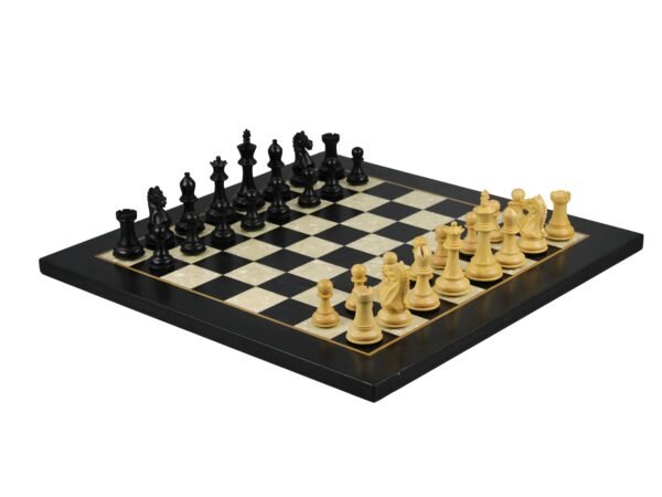 fierce knight ebonised chess pieces with ebonised chess box