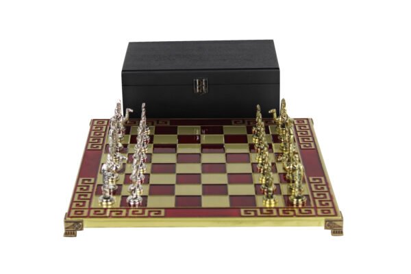 Red Metal Chess Set With Egyptian Chess Pieces 11