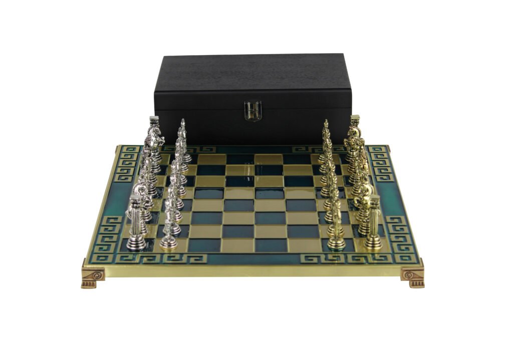 Blue metal chess set