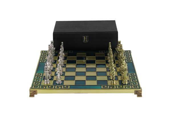 blue metal chess set