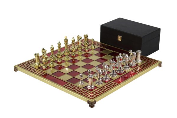 Green Metal Chess Set With Staunton Chess Pieces 18 Inch