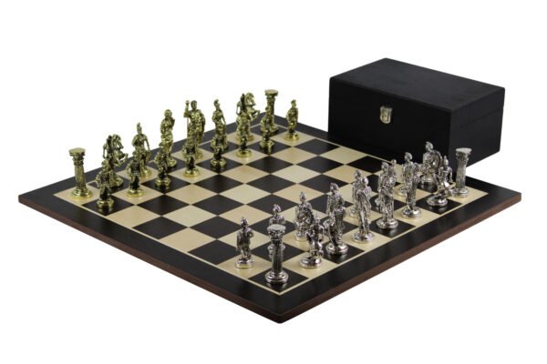 Wenge Chess Set 21 Inch with Roman Metal Chess Pieces 3.8 Inch