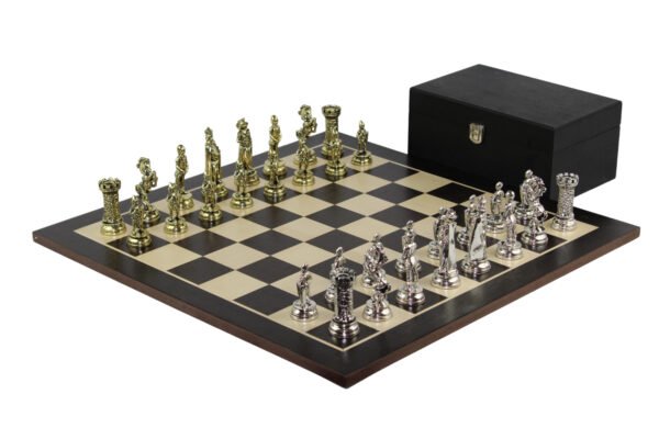 Wenge Chess Set 21 Inch with Mary Stuart Metal Chess Pieces 3.8
