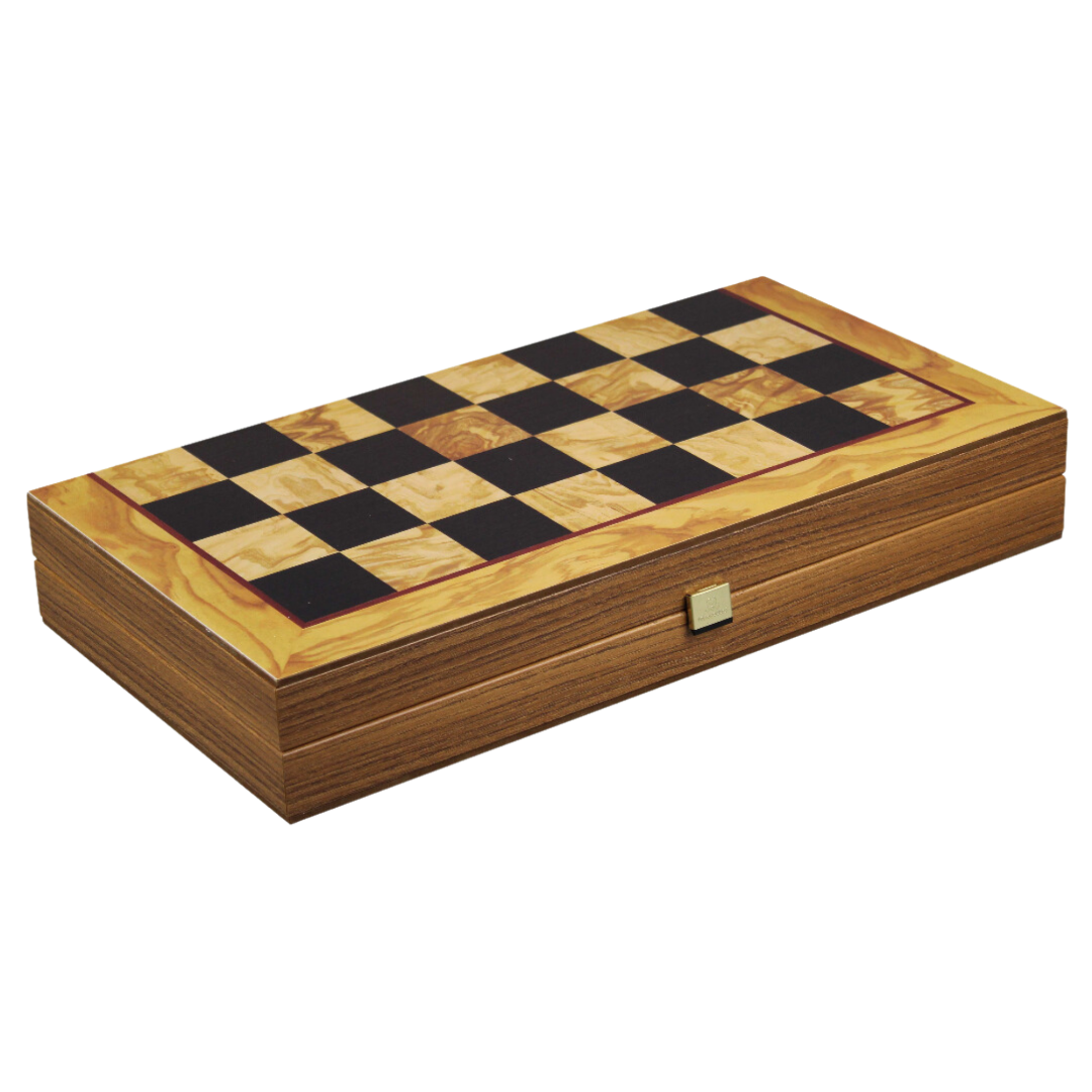 Manopoulos Burl Olive Backgammon Set 19 Inch I Chessgammon