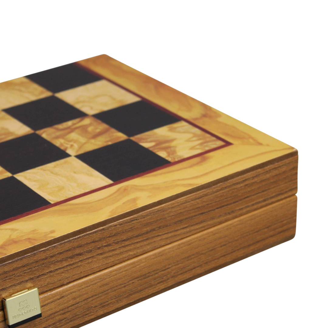 Manopoulos Burl Olive Backgammon Set 19 Inch I Chessgammon
